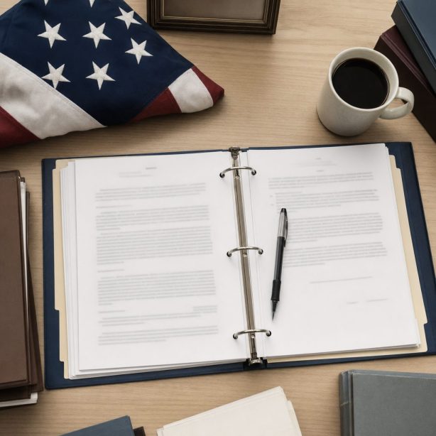 Government documents and American flag for Plainfield Democratic Party