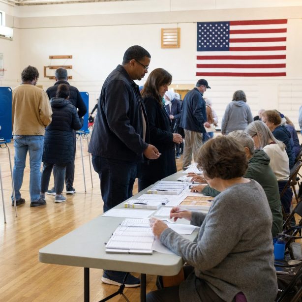 American polling station on election day in Plainfield Connecticut
